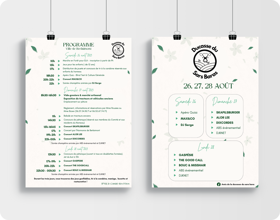 Création d'affiches pour la Ducasse du Sars Baras